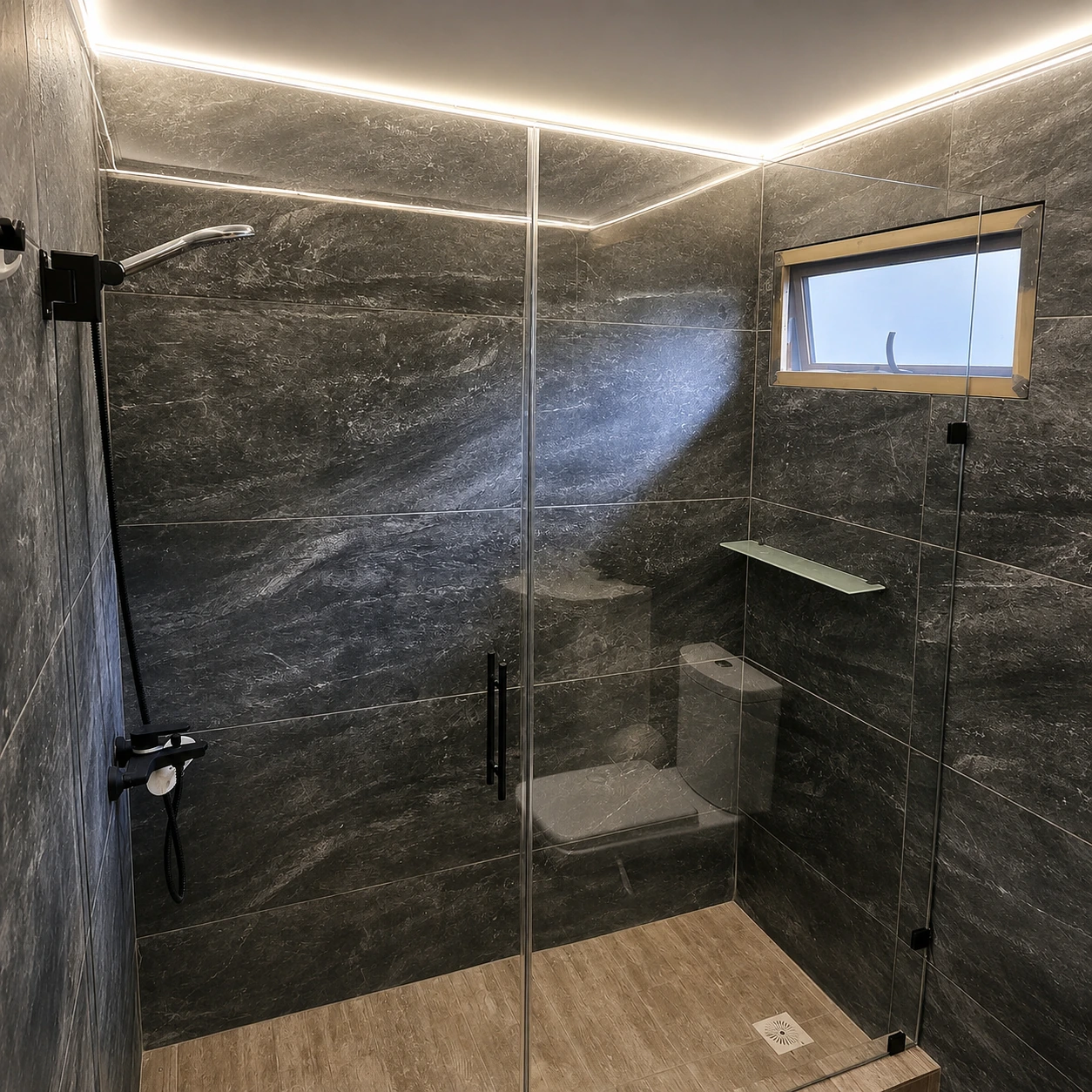 Shower Door fijo + puerta abatible - trabajo real