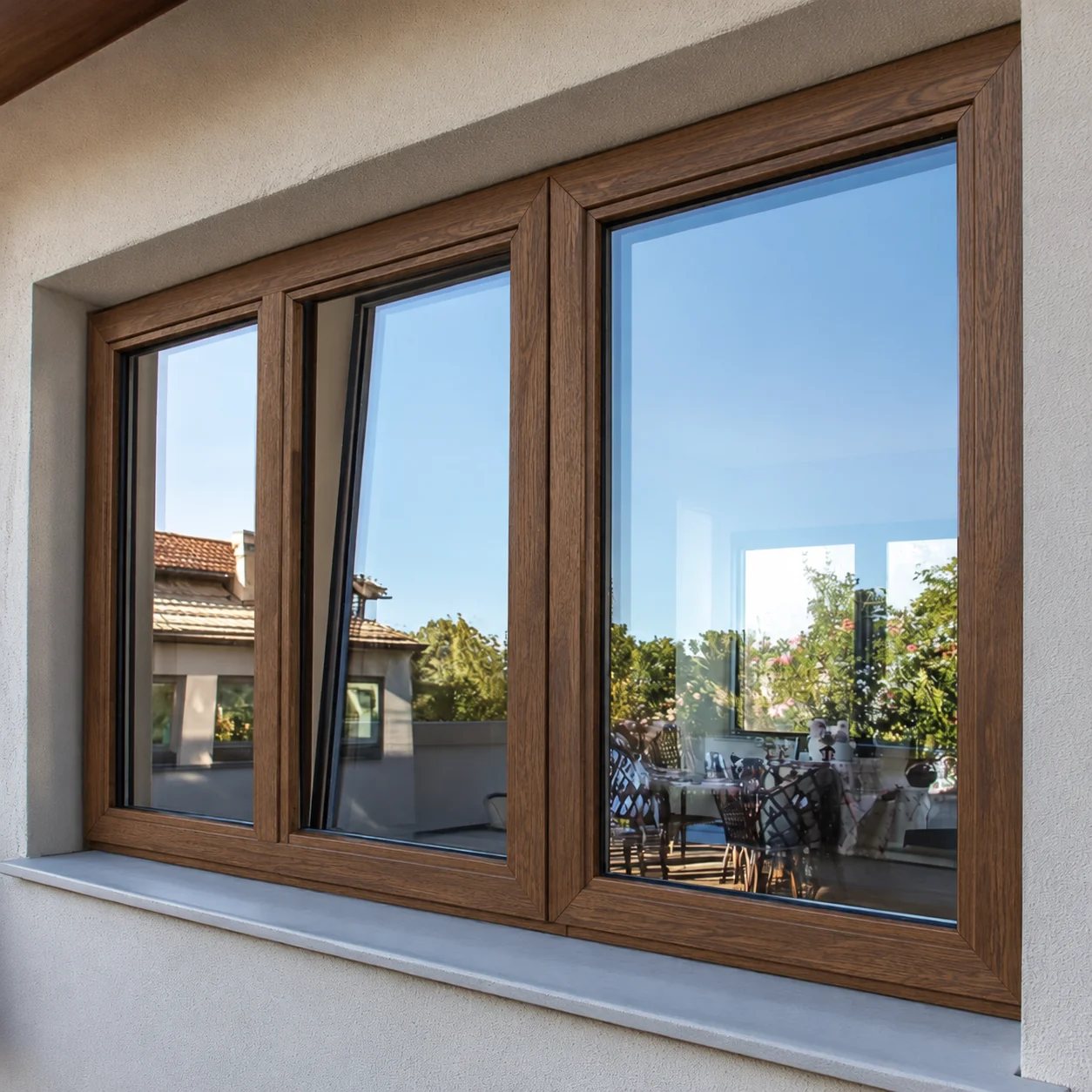 Ventana PVC color Nogal Andino