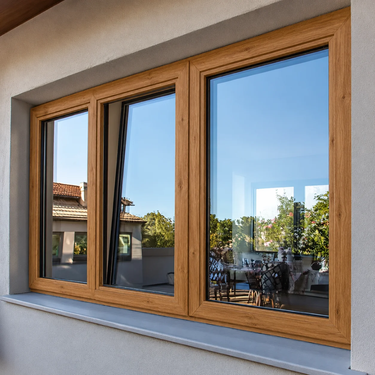 Ventana PVC color Roble Natural