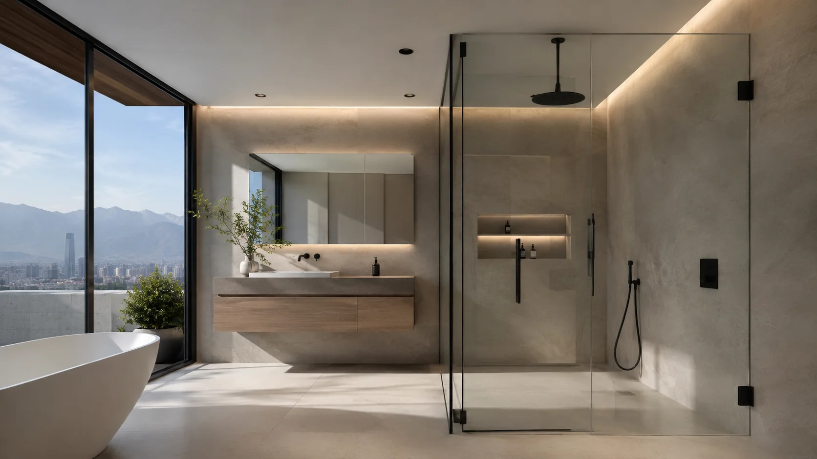 Baño moderno con soluciones de vidrio a medida